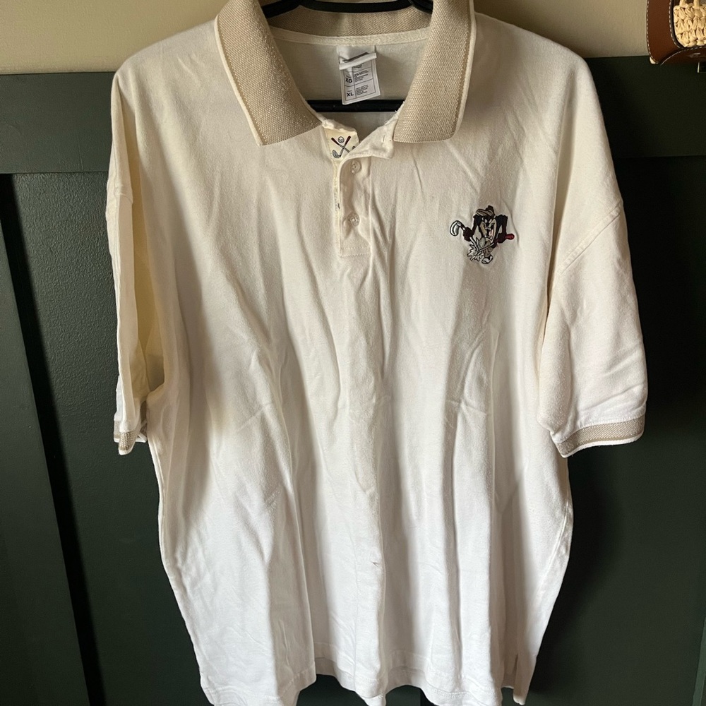 Warner Bros. Cream Polo Shirt with Embroidered Taz logo